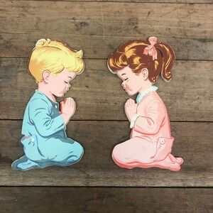 Vintage baby nursery decor children praying